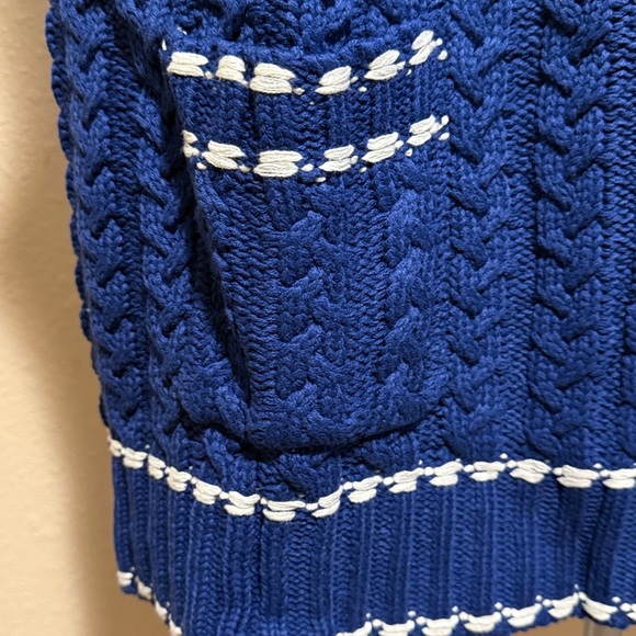 DAVI & DANI Cable Navy Knit Vest with White Trim​ - Picture 4 of 10